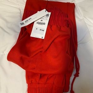 Zara Red Joggers, Womens Size M.